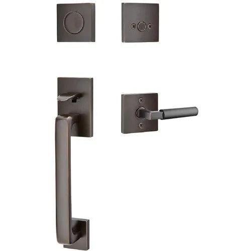 Emtek Baden Entrance Handleset With Hercules Lever Oil Rubbed Bronze