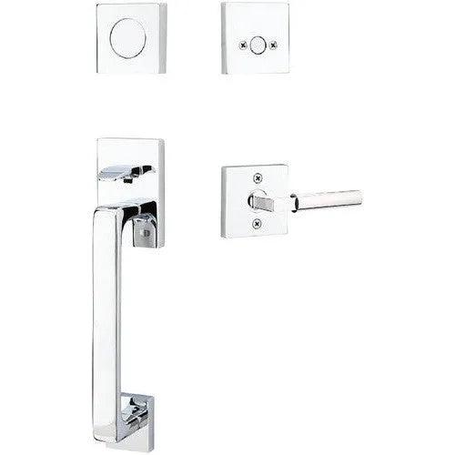 Emtek Baden Entrance Handleset With Hercules Lever Polished Chrome