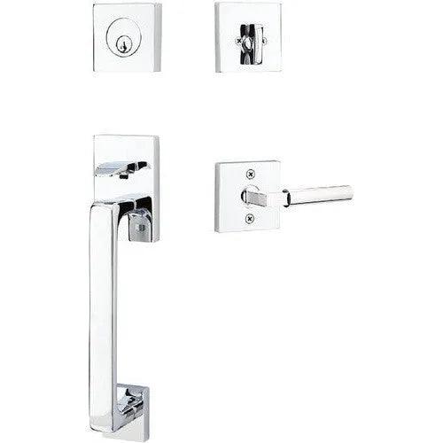 Emtek Baden Entrance Handleset With Hercules Lever Polished Chrome