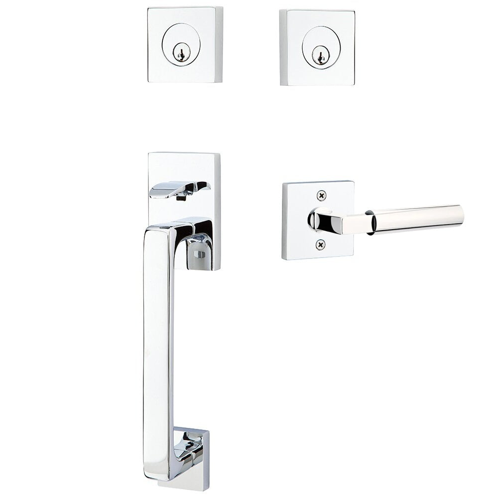 Emtek Baden Entrance Handleset With Hercules Lever Polished Chrome
