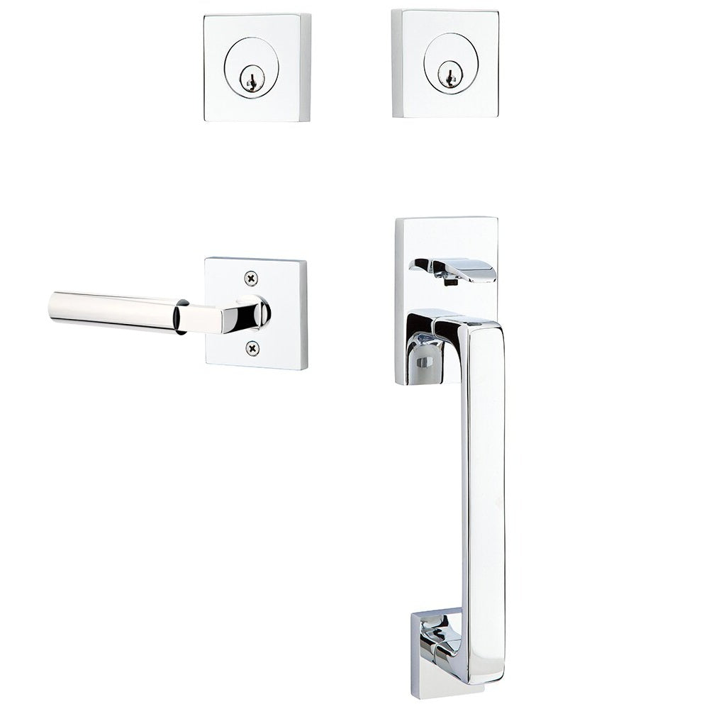 Emtek Baden Entrance Handleset With Hercules Lever Polished Chrome