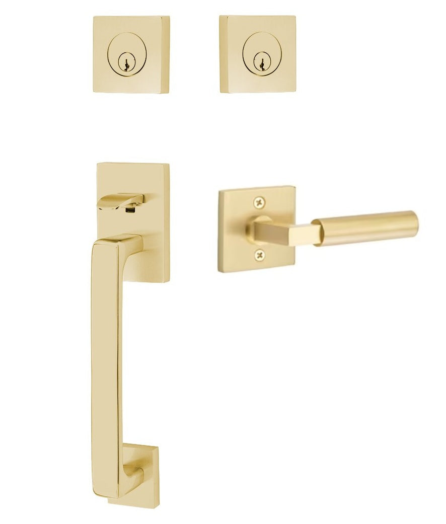 Emtek Baden Entrance Handleset With Hercules Lever Satin Brass
