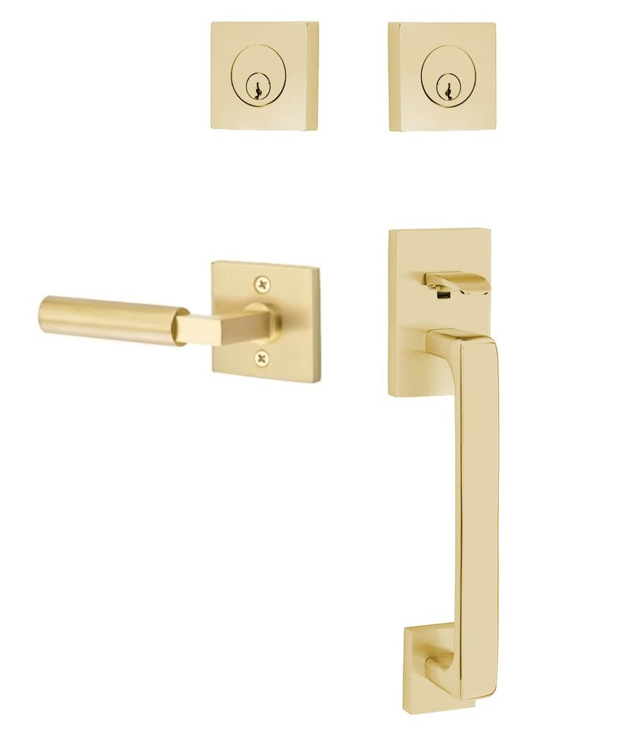 Emtek Baden Entrance Handleset With Hercules Lever Satin Brass
