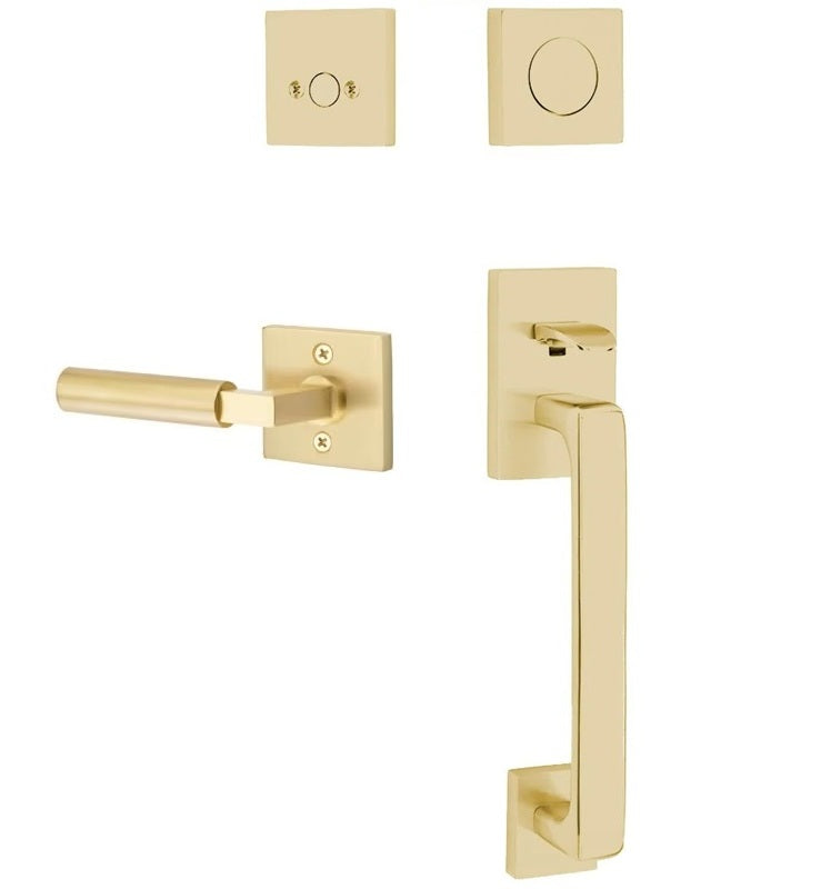 Emtek Baden Entrance Handleset With Hercules Lever Satin Brass