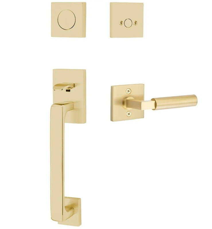 Emtek Baden Entrance Handleset With Hercules Lever Satin Brass