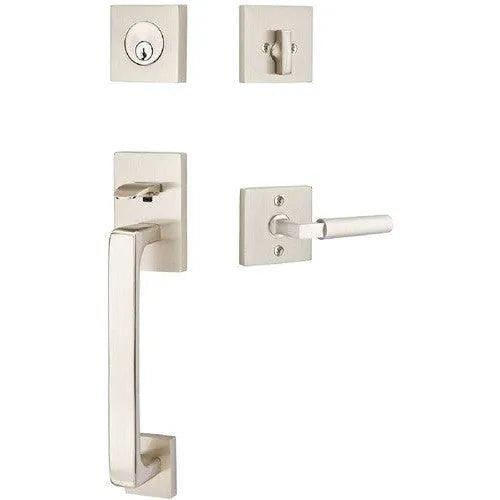 Emtek Baden Entrance Handleset With Hercules Lever Satin Nickel