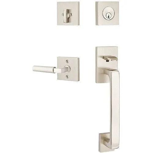 Emtek Baden Entrance Handleset With Hercules Lever Satin Nickel