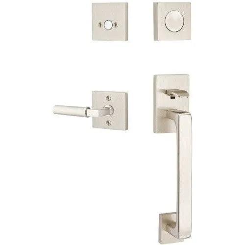 Emtek Baden Entrance Handleset With Hercules Lever Satin Nickel