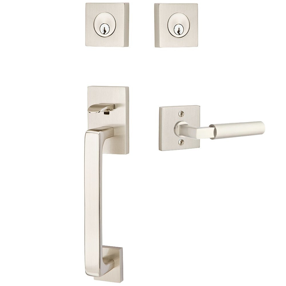 Emtek Baden Entrance Handleset With Hercules Lever Satin Nickel
