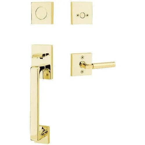 Emtek Baden Entrance Handleset With Hercules Lever Unlacquered Brass