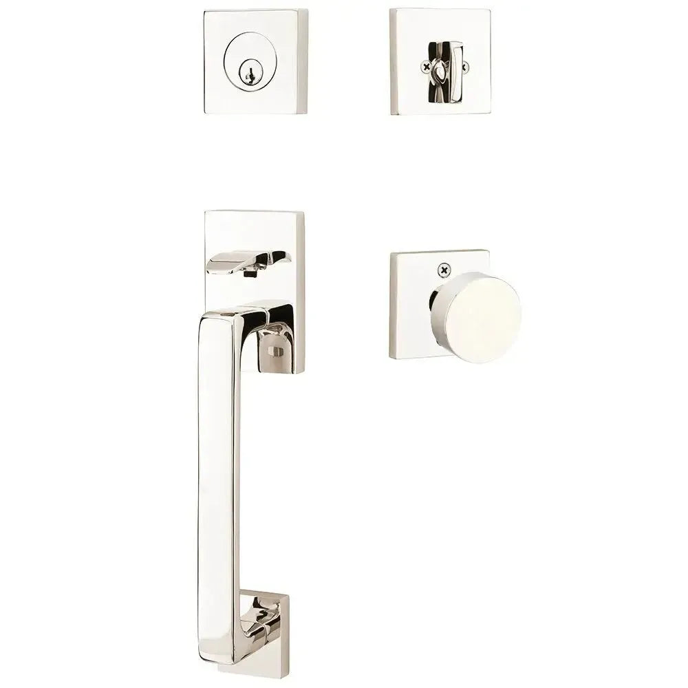 Emtek Baden Entrance Handleset With Round Knob in Lifetime Polished Nickel finish