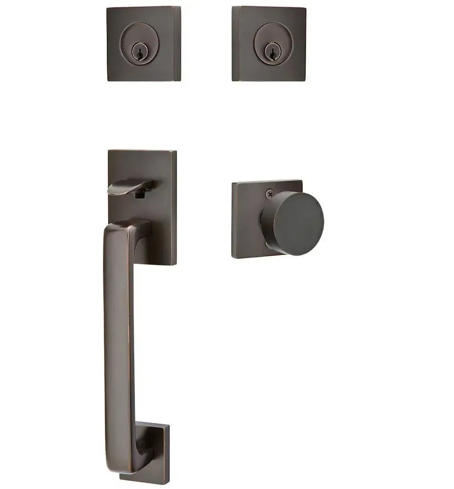 Emtek Baden Entrance Handleset With Round Knob in Oil Rubbed Bronze finish