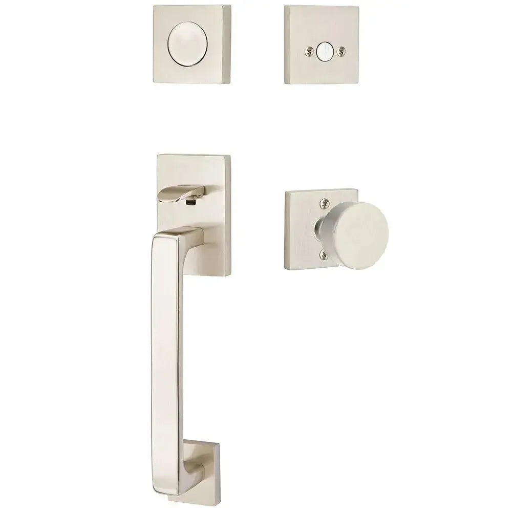 Emtek Baden Entrance Handleset With Round Knob in Satin Nickel finish