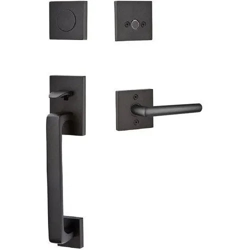 Emtek Baden Entrance Handleset With Stuttgart Lever Flat Black