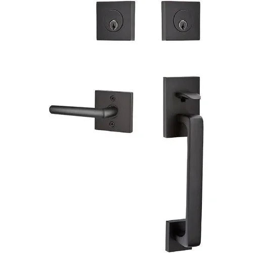 Emtek Baden Entrance Handleset With Stuttgart Lever Flat Black