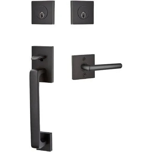 Emtek Baden Entrance Handleset With Stuttgart Lever Flat Black