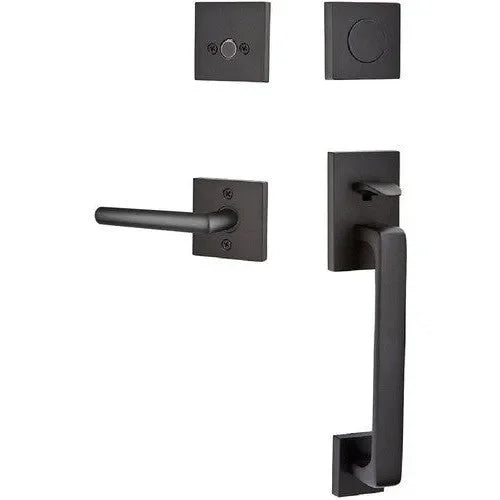 Emtek Baden Entrance Handleset With Stuttgart Lever Flat Black