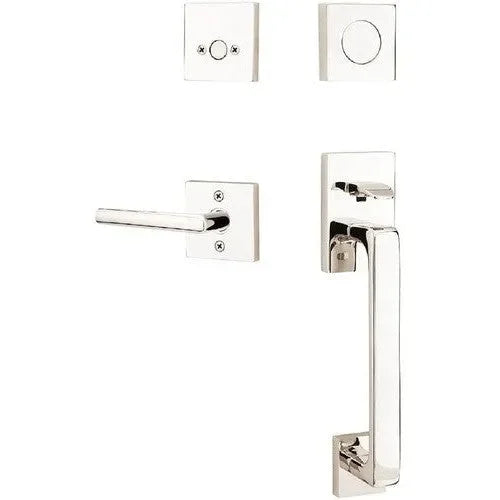 Emtek Baden Entrance Handleset With Stuttgart Lever Lifetime Polished Nickel