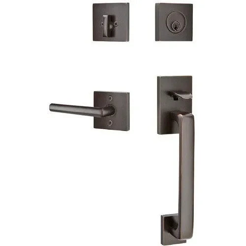 Emtek Baden Entrance Handleset With Stuttgart Lever Oil Rubbed Bronze