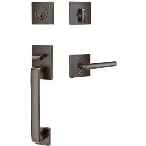 Emtek Baden Entrance Handleset With Stuttgart Lever Oil Rubbed Bronze