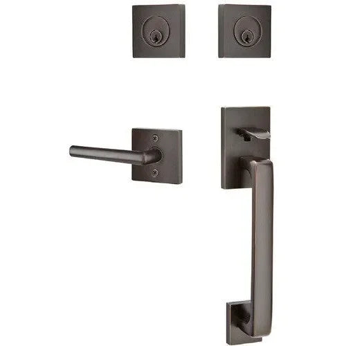 Emtek Baden Entrance Handleset With Stuttgart Lever Oil Rubbed Bronze