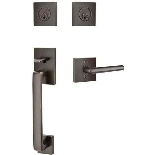 Emtek Baden Entrance Handleset With Stuttgart Lever Oil Rubbed Bronze