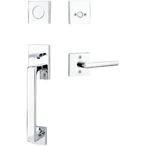 Emtek Baden Entrance Handleset With Stuttgart Lever Polished Chrome