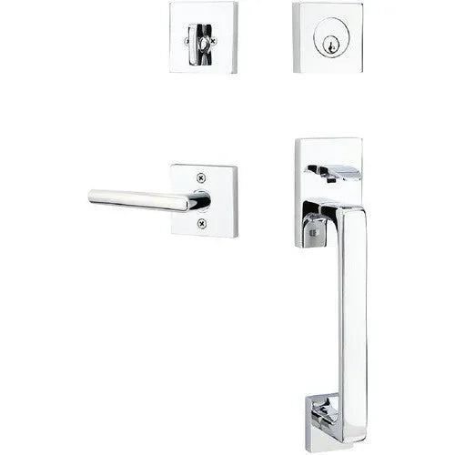 Emtek Baden Entrance Handleset With Stuttgart Lever Polished Chrome