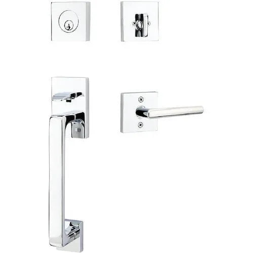 Emtek Baden Entrance Handleset With Stuttgart Lever Polished Chrome