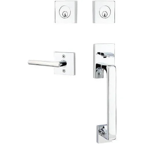 Emtek Baden Entrance Handleset With Stuttgart Lever Polished Chrome
