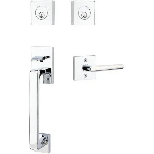 Emtek Baden Entrance Handleset With Stuttgart Lever Polished Chrome