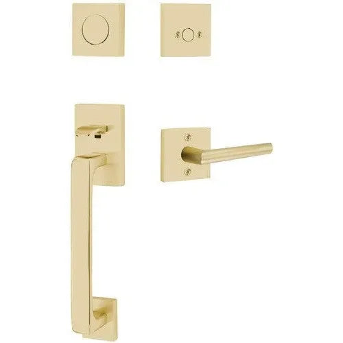 Emtek Baden Entrance Handleset With Stuttgart Lever Satin Brass