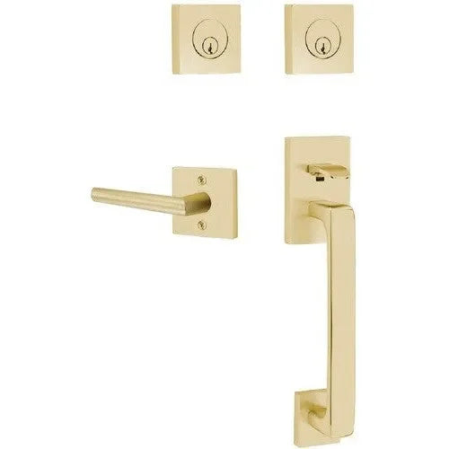 Emtek Baden Entrance Handleset With Stuttgart Lever Satin Brass