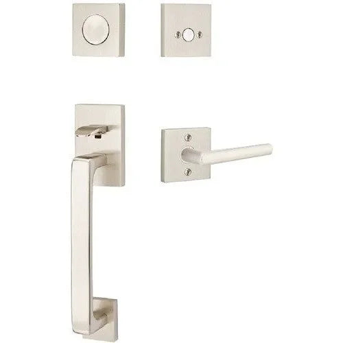Emtek Baden Entrance Handleset With Stuttgart Lever Satin Nickel