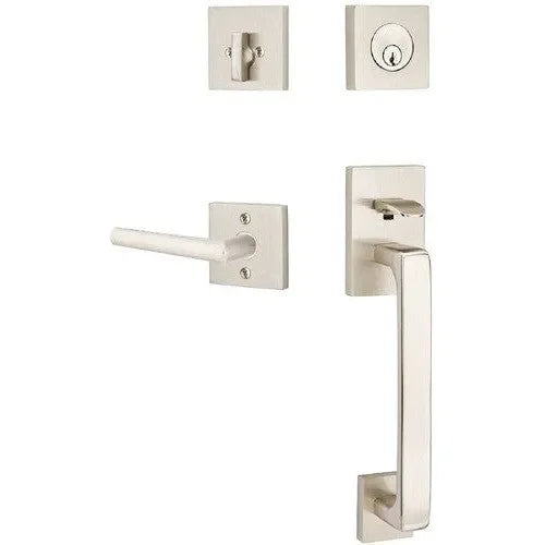 Emtek Baden Entrance Handleset With Stuttgart Lever Satin Nickel