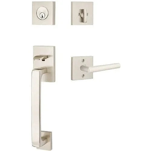 Emtek Baden Entrance Handleset With Stuttgart Lever Satin Nickel