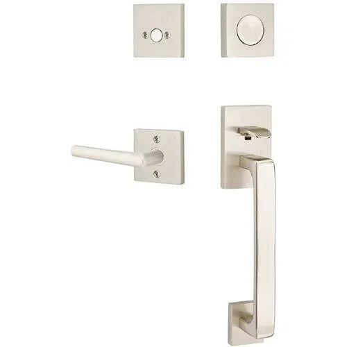 Emtek Baden Entrance Handleset With Stuttgart Lever Satin Nickel