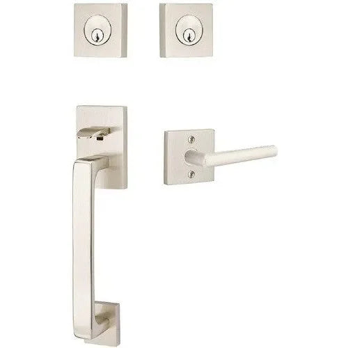 Emtek Baden Entrance Handleset With Stuttgart Lever Satin Nickel