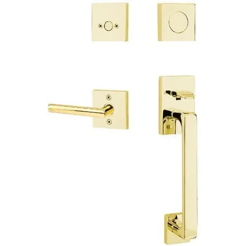 Emtek Baden Entrance Handleset With Stuttgart Lever Unlacquered Brass
