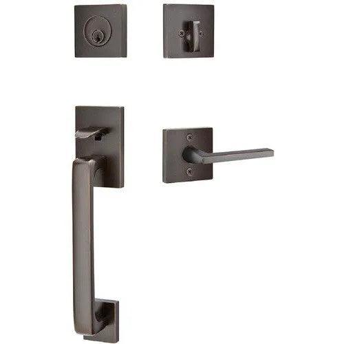 Emtek Baden Tubular Entrance Handleset with Helios Lever Oil Rubbed Bronze