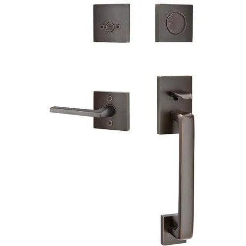 Emtek Baden Tubular Entrance Handleset with Helios Lever Oil Rubbed Bronze