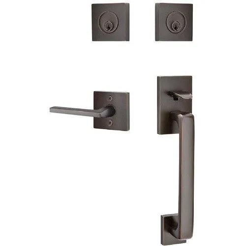 Emtek Baden Tubular Entrance Handleset with Helios Lever Oil Rubbed Bronze