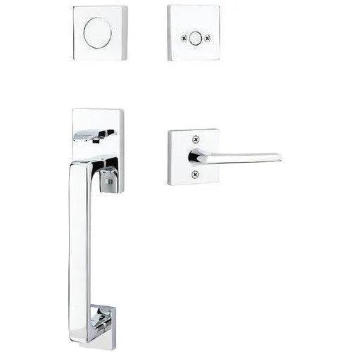 Emtek Baden Tubular Entrance Handleset with Helios Lever Polished Chrome