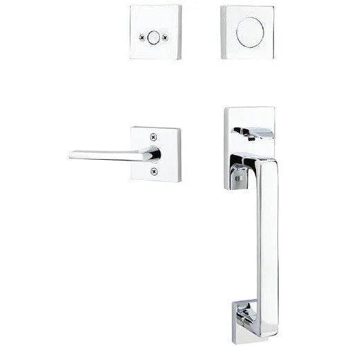 Emtek Baden Tubular Entrance Handleset with Helios Lever Polished Chrome