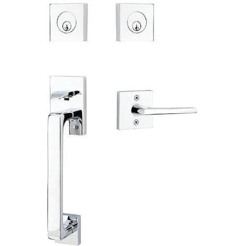 Emtek Baden Tubular Entrance Handleset with Helios Lever Polished Chrome