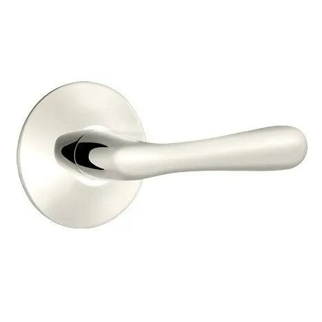 Emtek Basel Lever With Modern Rosette Lifetime Polished Nickel