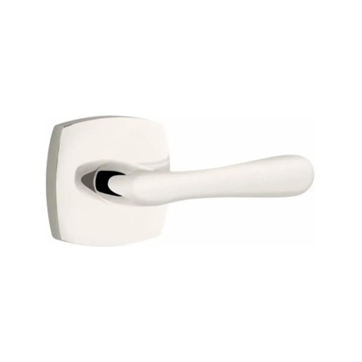 Emtek Basel Lever With Urban Modern Rosette Lifetime Polished Nickel