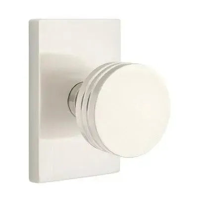 EmtekEmtek Bern Knob with Modern Rectangular Rosette in 
