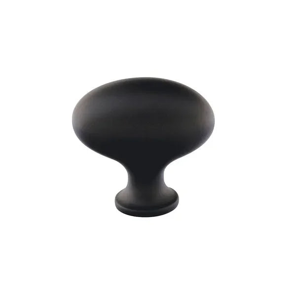 The Emtek Brass Egg Knob 1-1/4" Wide (1-1/4" Projection) in Flat Black finish