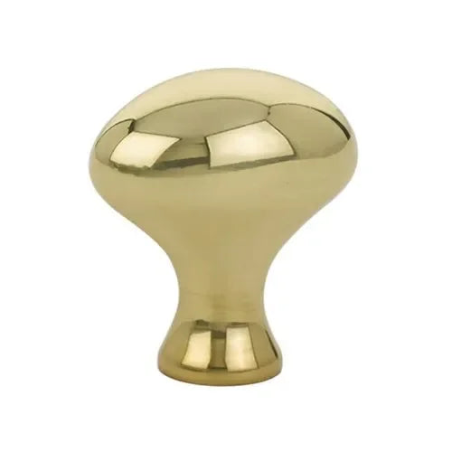 The Emtek Brass Cabinet Egg Knob in Unlacquered Brass finish.